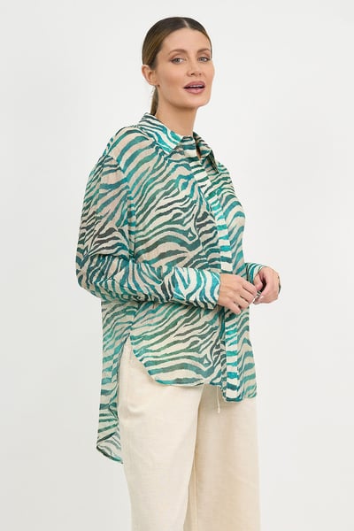 Relaxed Long Sleeve Shirt Teal Liberty Rose