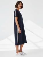 Cotton Side Stripe Jersey Dress Pink Liberty Rose