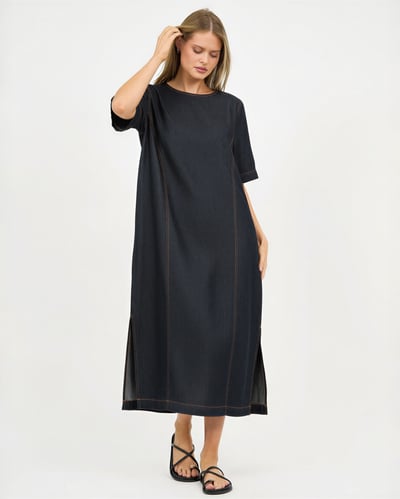 Denim Relaxed Dress Dark Denim Liberty Rose