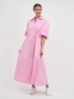Maxi Cotton Shirt Dress Pink Liberty Rose
