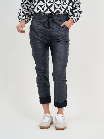 Wet Look Jogger Pant Navy La Strada