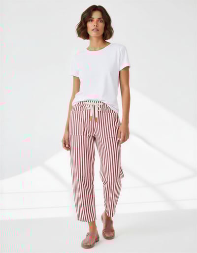 Carter Barrel Jean Stripe Rust Monaco Jeans