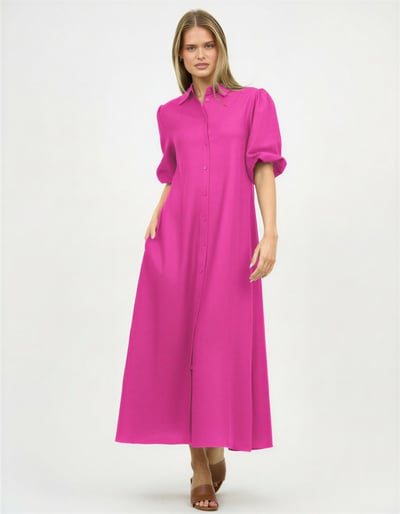 Maxi Linen Shirt Dress Pink Liberty Rose