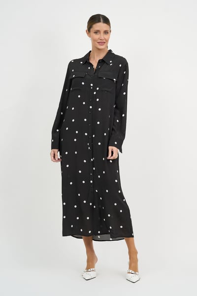 Relaxed Viscose Shirt Dress Black Liberty Rose