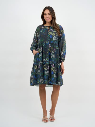 Tier Frill Relaxed Dress Navy Liberty Rose
