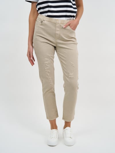 Distressed Pull On Jean Natural Threadz