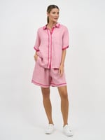 Contrast Trim Linen Shirt Lemon Worthier