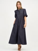 Maxi Linen Shirt Dress Yellow Liberty Rose