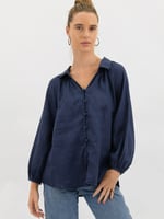 Linen Button Detail Shirt Candy Worthier