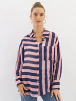 Striped Sheer Linen Shirt Pink Worthier