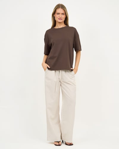 Linen Relaxed Leg Pant Natural Liberty Rose