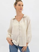 Linen Button Detail Shirt Candy Worthier