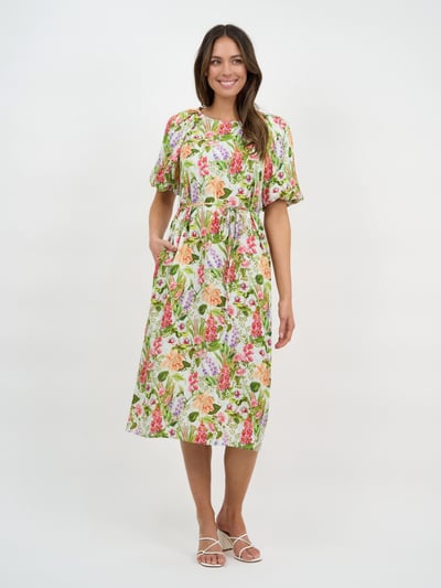 Puff Sleeve Viscose Dress Light Blue Liberty Rose