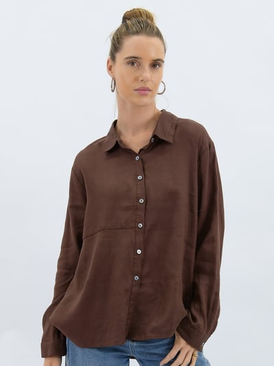 Linen Button Shirt Chocolate Worthier