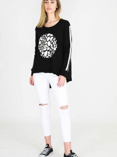 Leopard Circle Sweater Black 3rd Story Clothing