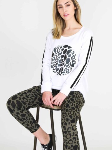 Leopard Circle Sweater White 3rd Story Clothing