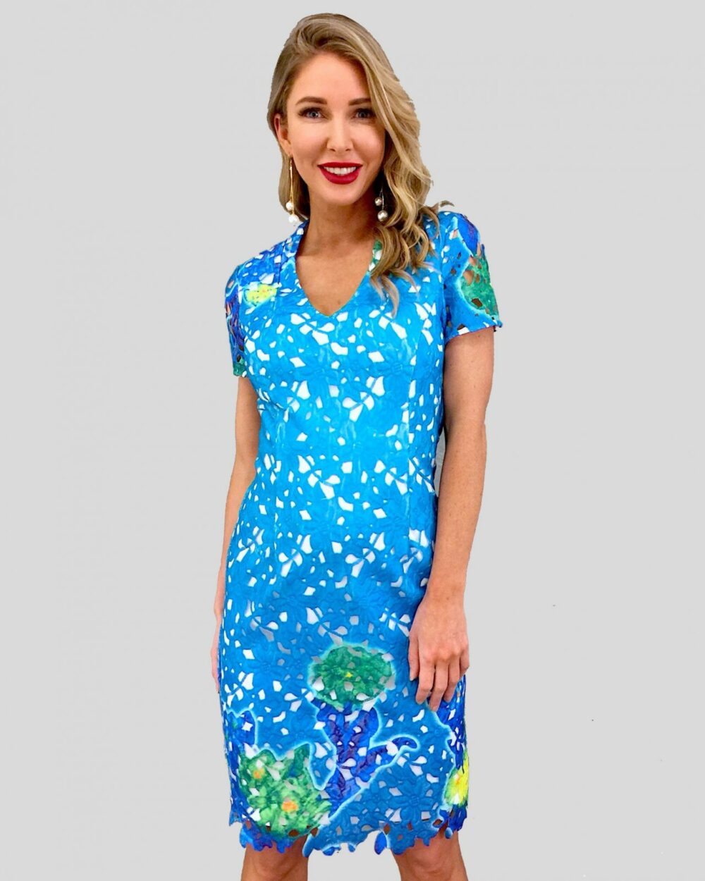 Tie Front Linen Dress Blue Dresses