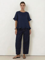 Linen Ruffle Top Blush Worthier