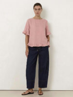 Linen Ruffle Top Blush Worthier