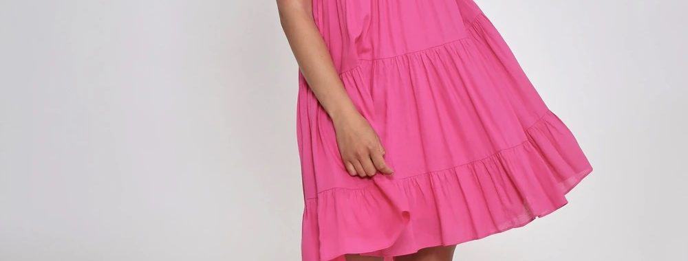 Ruffle Jade Dress Pink Leoni