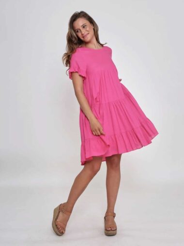 Ruffle Jade Dress Pink Leoni