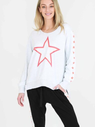 Star Panel Sweater White 3rd Story Clothing