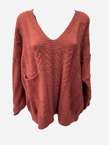 Soft Cable Knit Rust Worthier