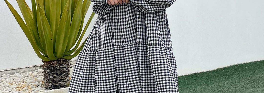 Gingham Float Dress Navy