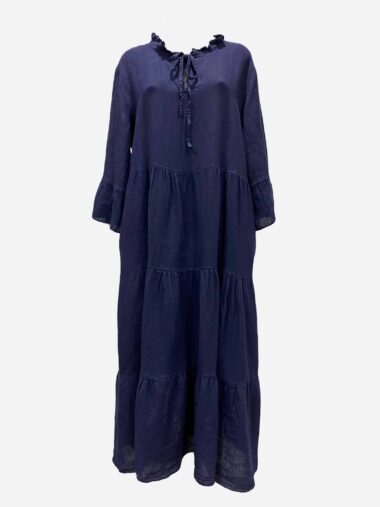 Linen Tier Dress Blue La Strada