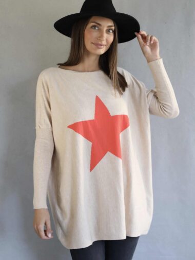 Multi Star Knit Beige Love Lily The Label