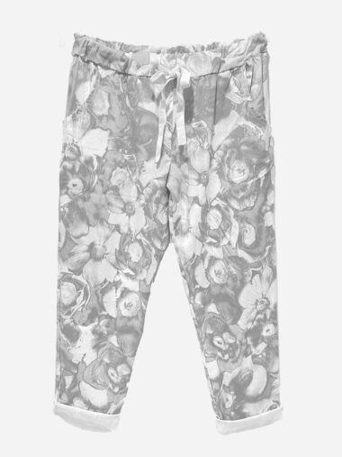 Tonal Print Pants Grey La Strada
