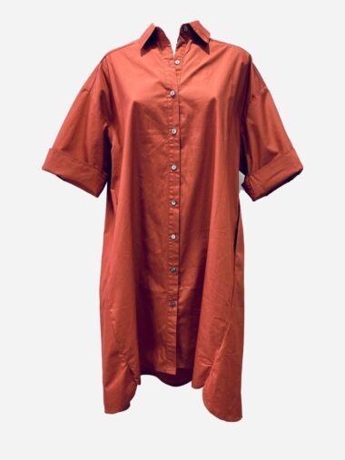 Cotton Shirt Dress Rust Worthier