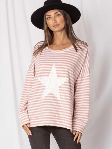 Crackle Star Sweat Pink Love Lily The Label