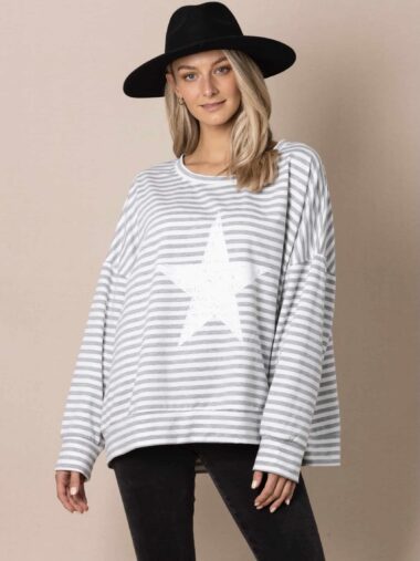 Crackle Star Sweat Grey Love Lily The Label