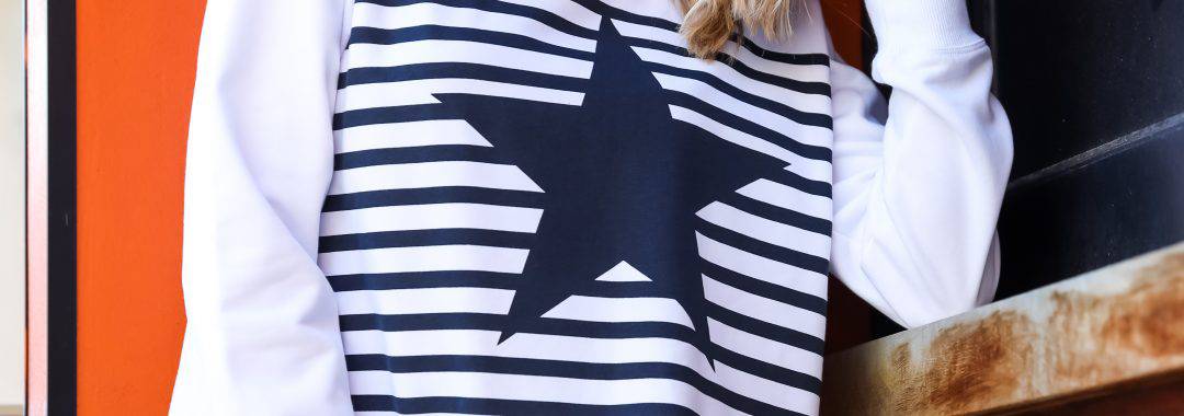 Stripe Star Sweater White 3rd Story Clothing