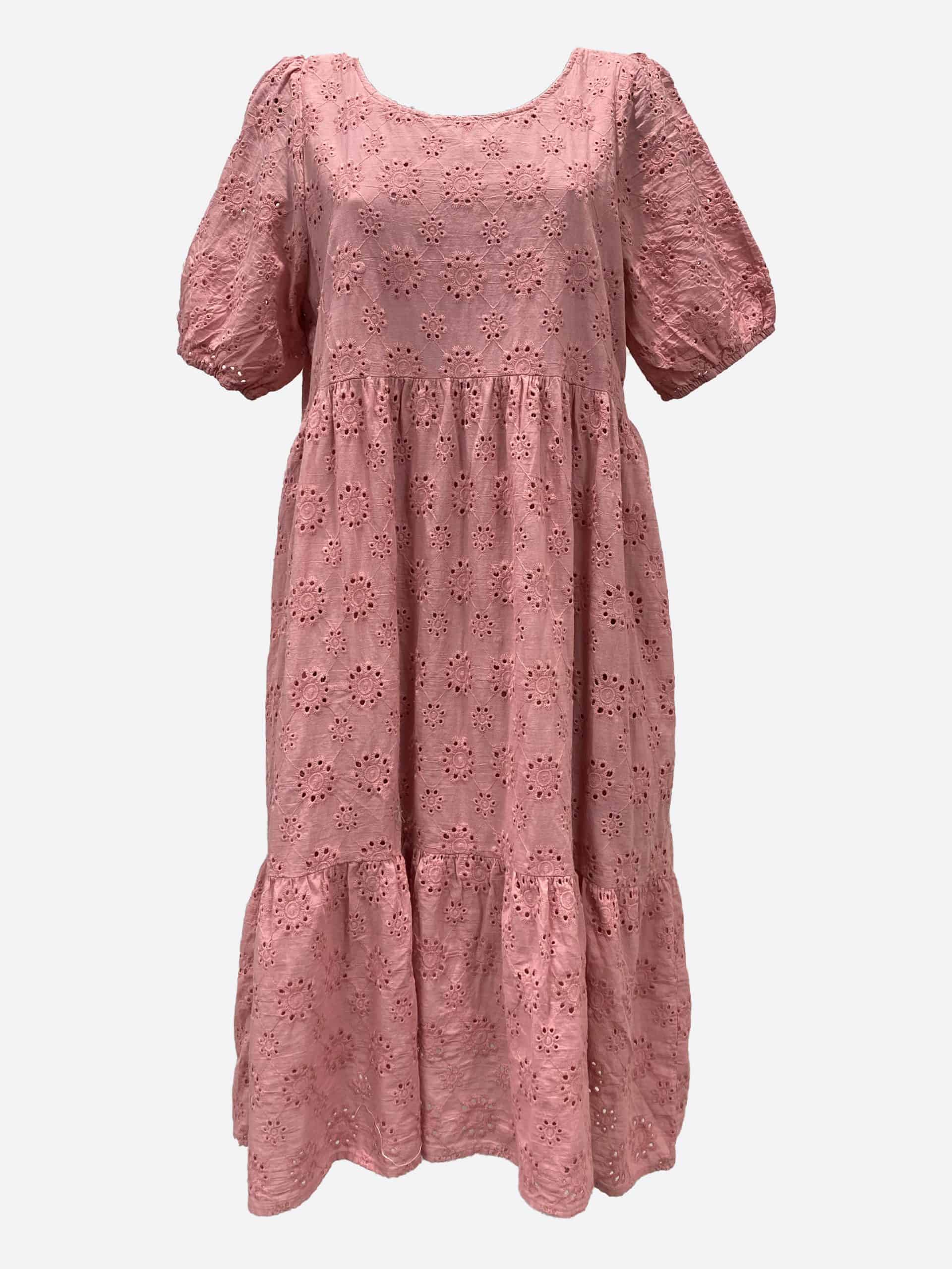 Broderie Anglaise Dress Rose Pink Worthier