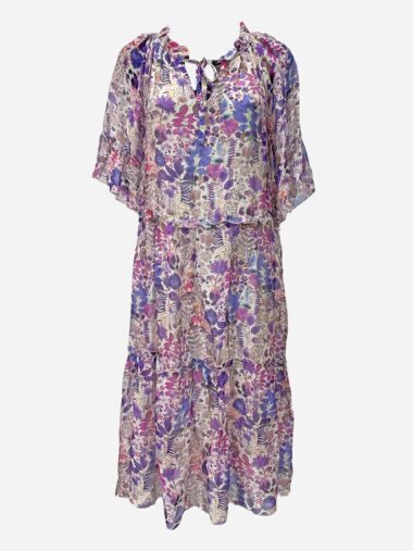 Silk Tier Dress Purple La Strada
