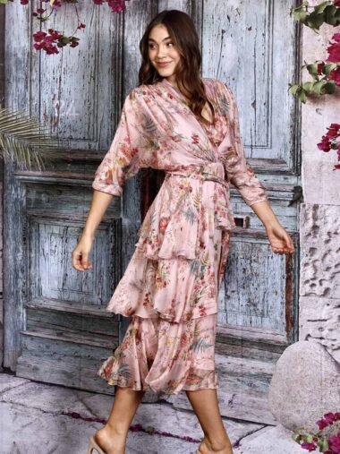 Silk Tie Dress Rose Pink La Strada