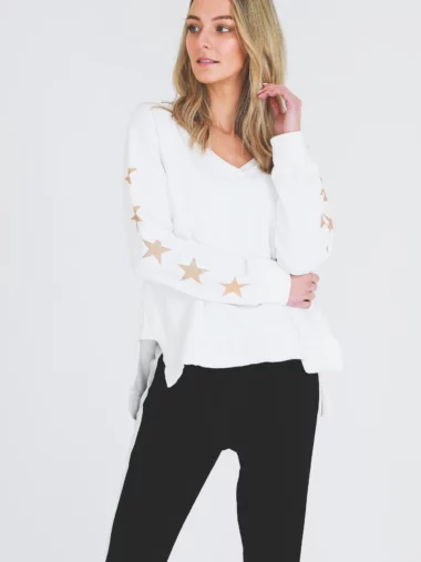 Gold Star Sweater White 3rd Story Clothing