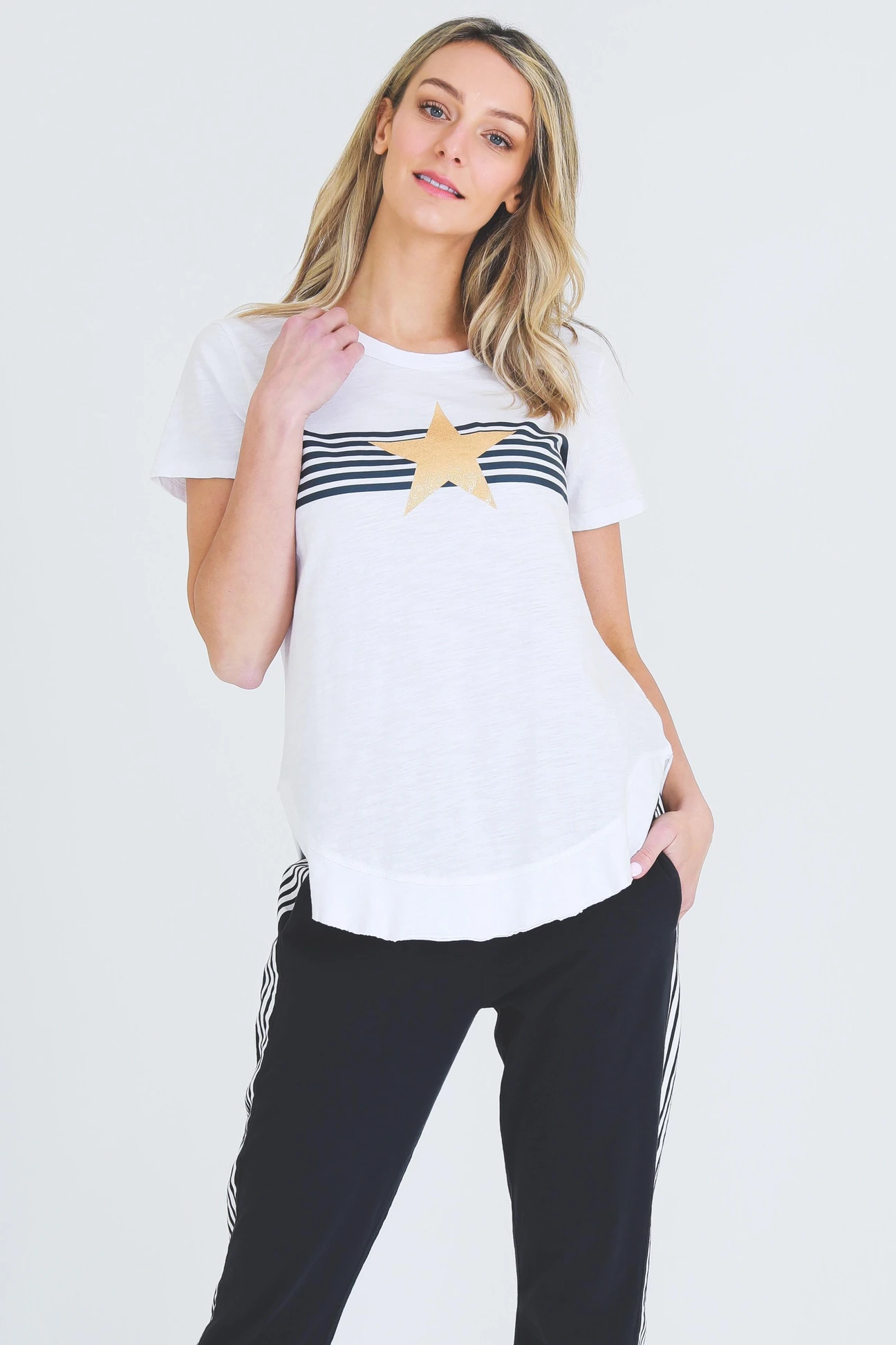 Stripe Star Tee White 3rd Story Clothing