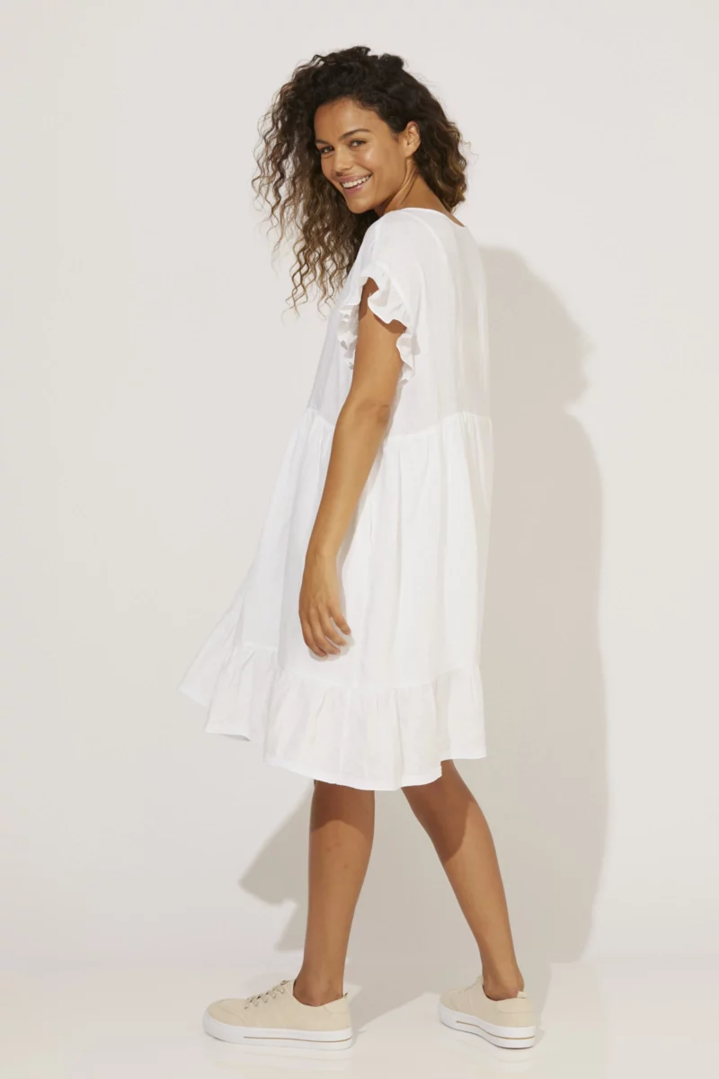 Cabana Frill Dress - White - Haven - Florence Store