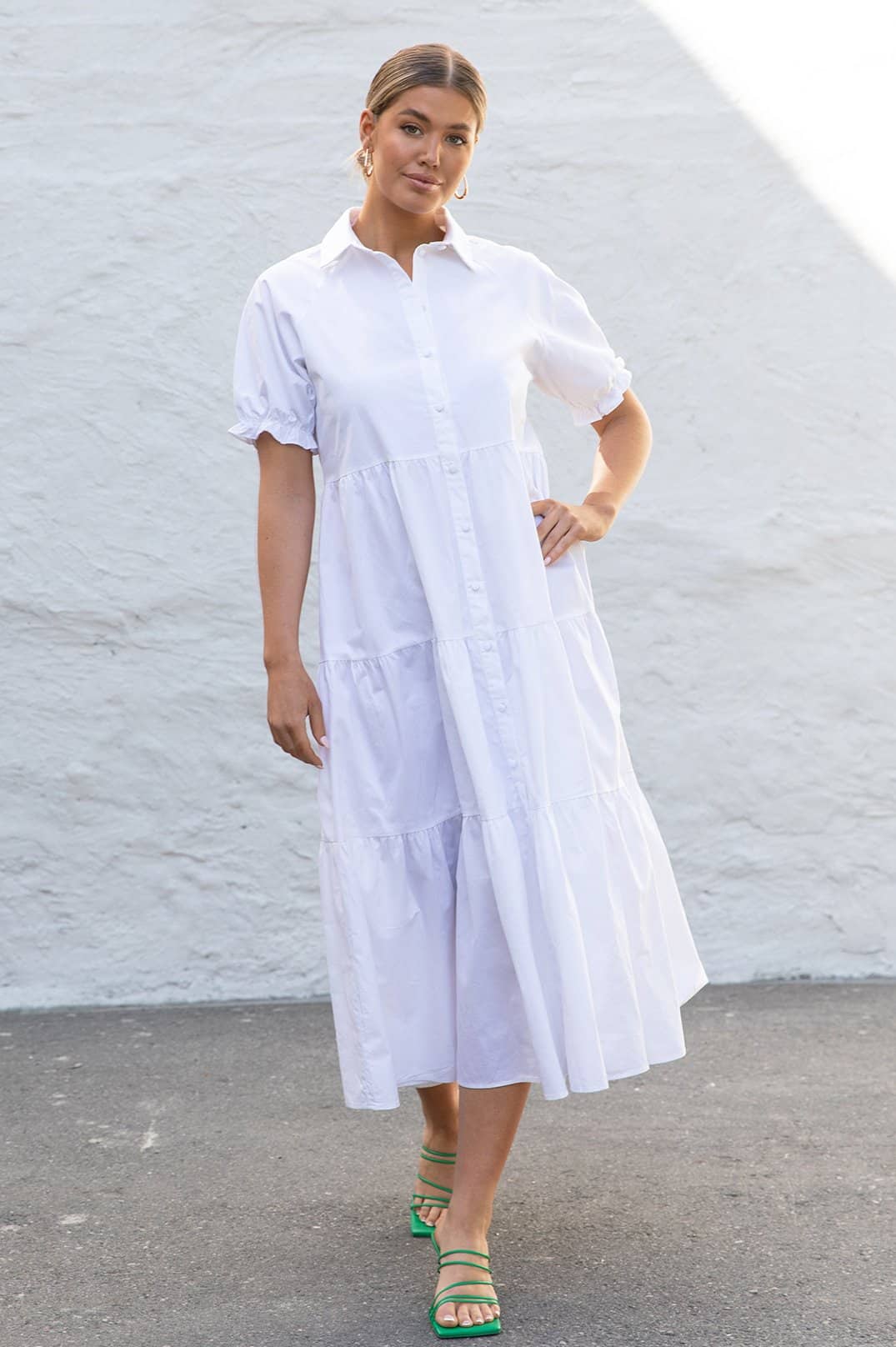 Molly Poplin Dress White Adorne