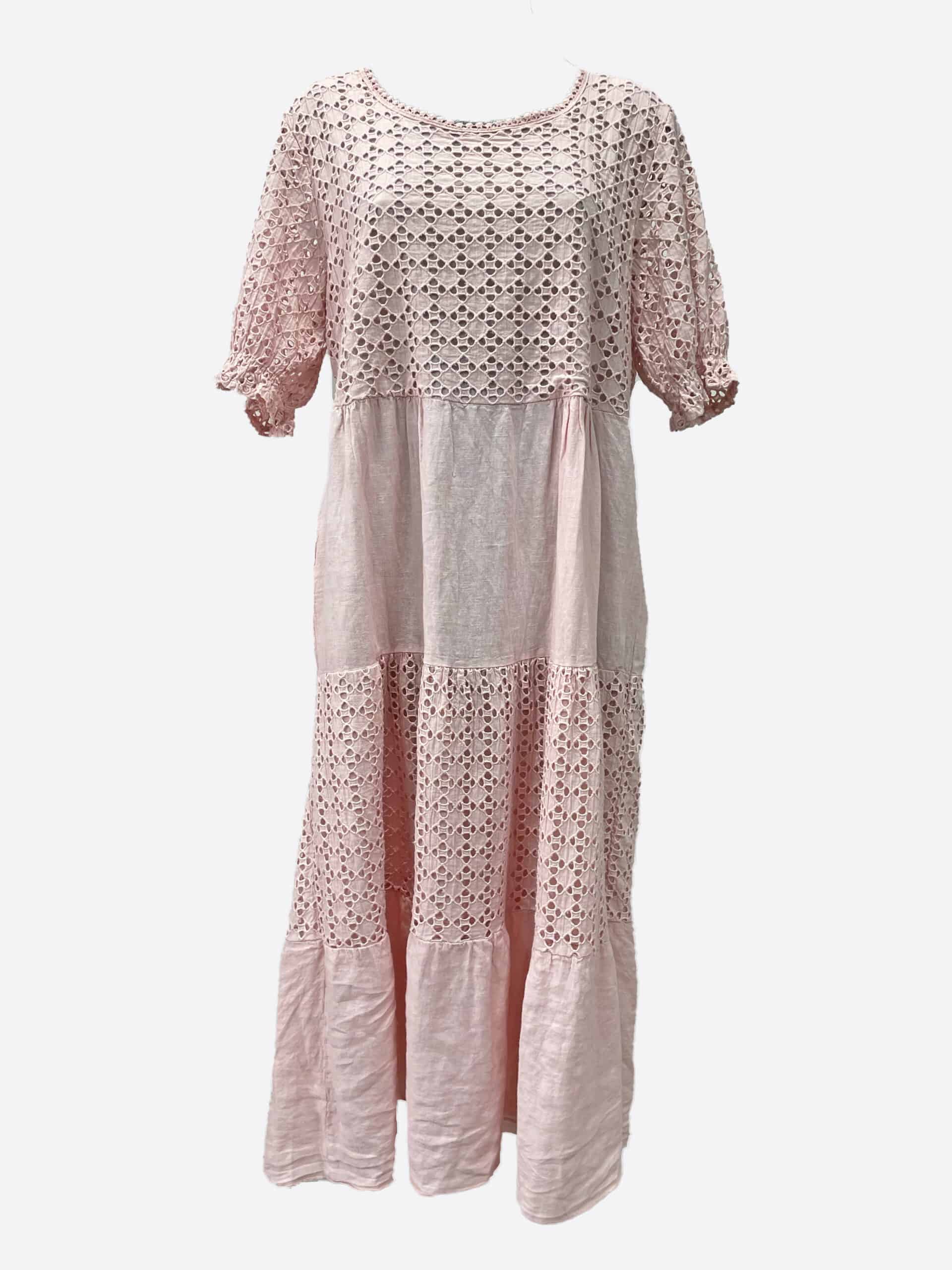 Broderie Tier Dress Blush La Strada