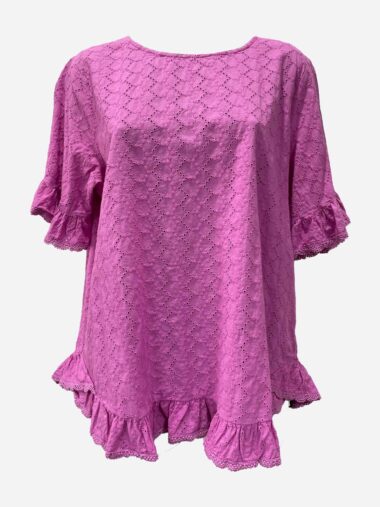 Broderie Ruffle Top Pink Worthier
