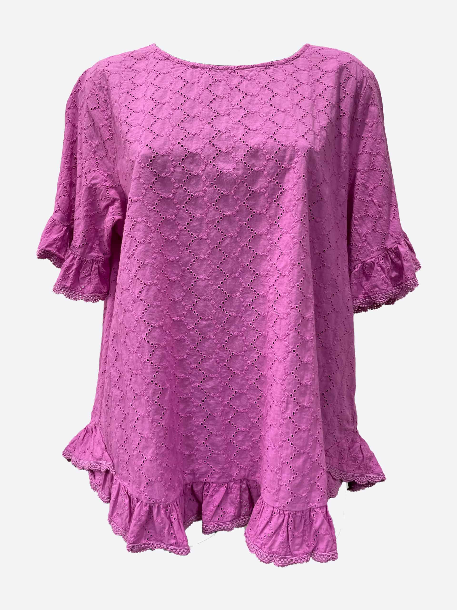 Broderie Ruffle Top Pink Worthier