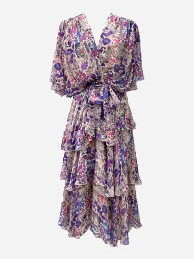 Silk Tie Dress Purple La Strada