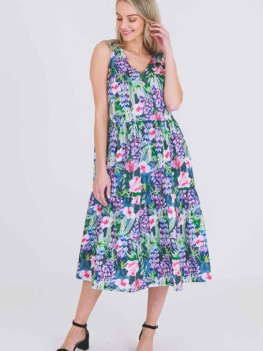 Floral Cotton Dress Purple 3rd Story Clothing