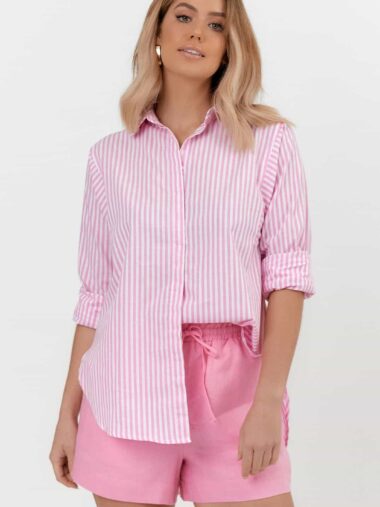 Charlie Stripe Shirt Pink Adorne