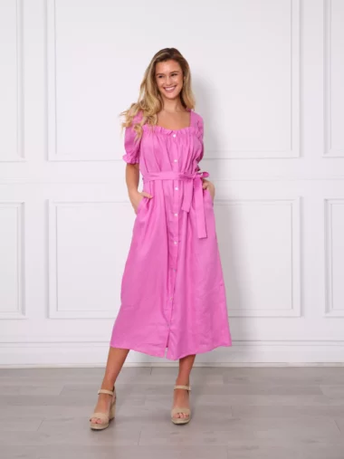 Kate Linen Dress Pink Leoni