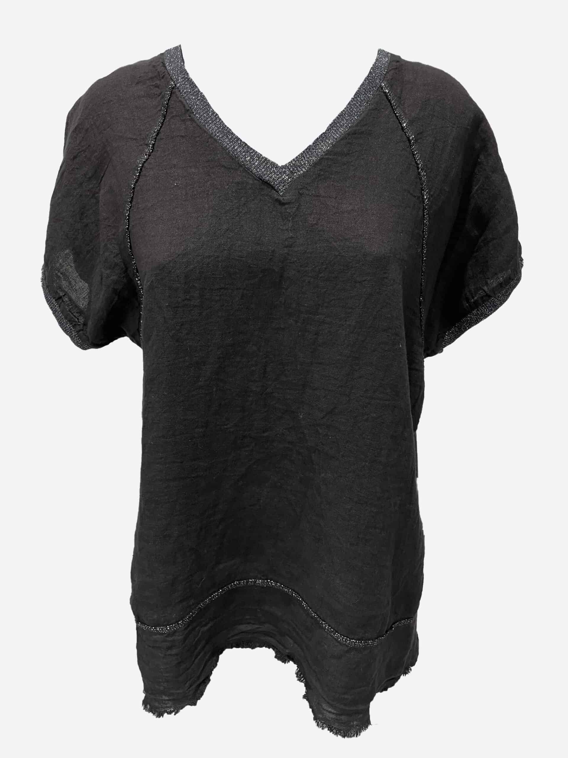 Silver Trim Tee Black La Strada